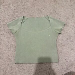 cropped green square neck top